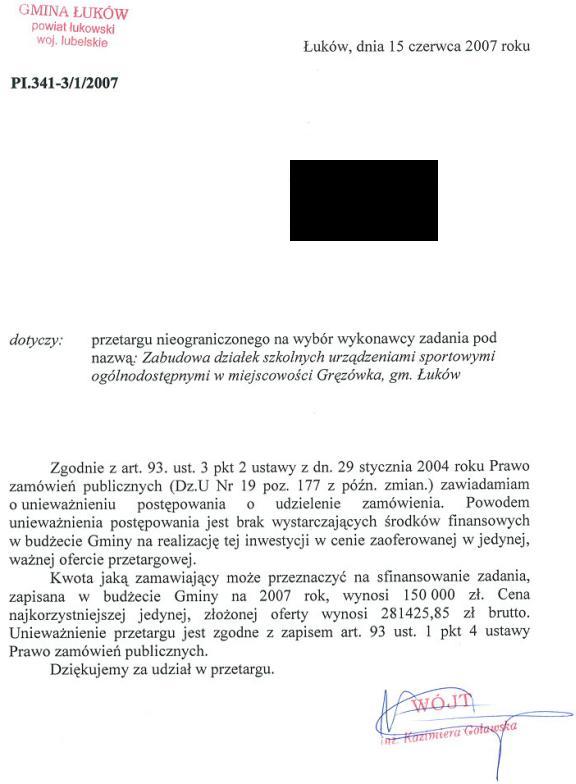 Gmina ukw - przetargi